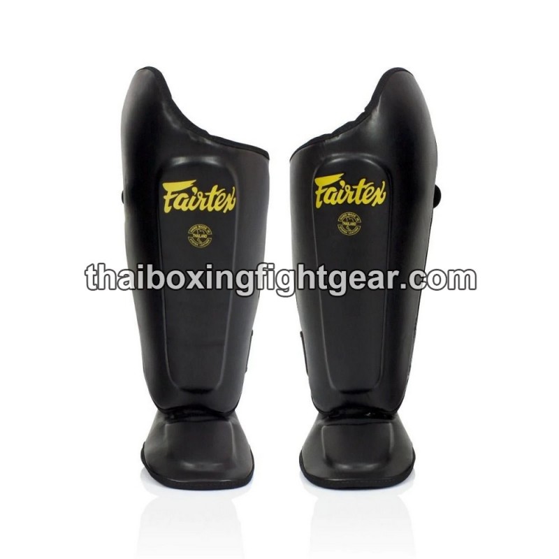Fairtex SP8 Protèges Tibias de Muay Thai Cuir Noir | Protège-tibias