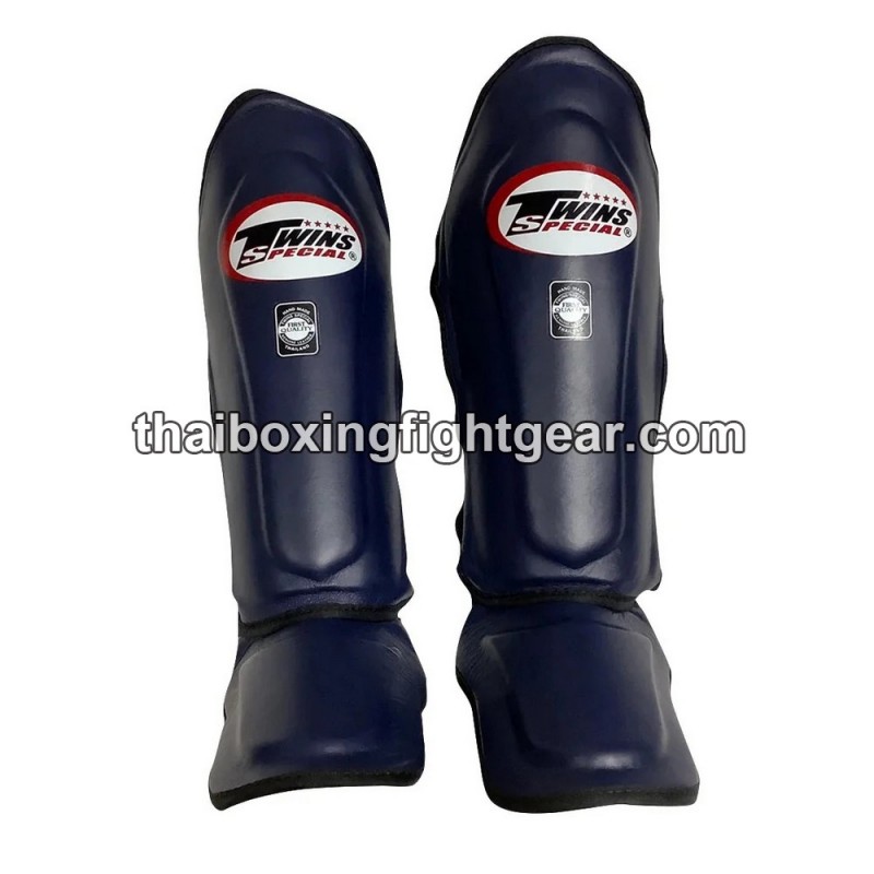 Protège-tibias double protections Twins  SLG-10 CUIR "Navy" | Protections