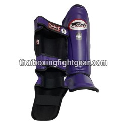 Protège-tibias double protections Twins  SLG-10 CUIR "Dark Purple" | Protections