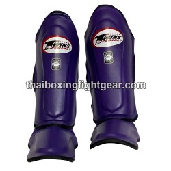 Protège-tibias double protections Twins  SLG-10 CUIR "Dark Purple" | Protections