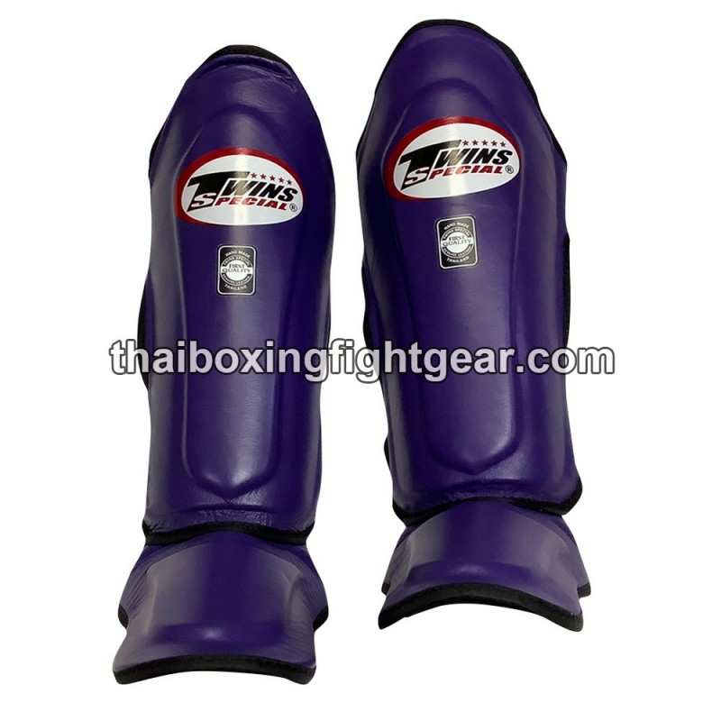 Protège-tibias double protections Twins  SLG-10 CUIR "Dark Purple" | Protections