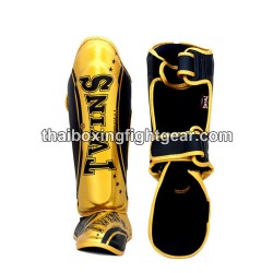 Protège-tibias double protections Twins FSGL-10 TW4  CUIR "Black Gold" | Protections