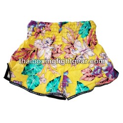 Short de Boxe Thai Raja Boxing "Flower Yellow" | Shorts Boxe Thai