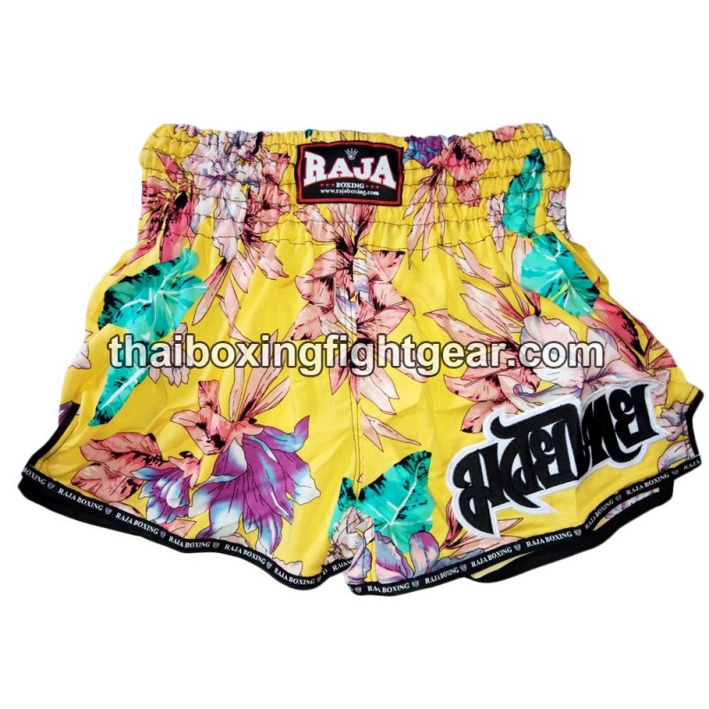 Short de Boxe Thai Raja Boxing "Flower Yellow" | Shorts Boxe Thai
