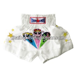 SHORT DE BOXE THAISMAI "Powerpuff" Blanc | Shorts