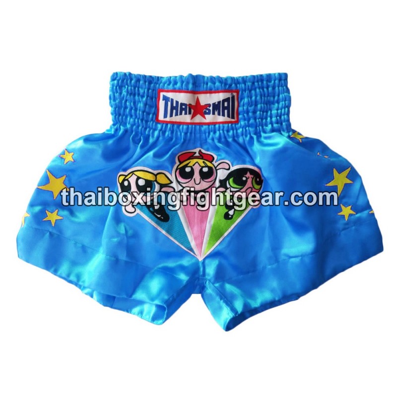 SHORT DE BOXE THAISMAI "Powerpuff" Bleu | Shorts