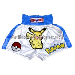 SHORT DE BOXE THAISMAI "Pokemon" Blanc Bleu | Shorts