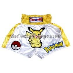 SHORT DE BOXE THAISMAI "Pokemon" Blanc Jaune | Shorts