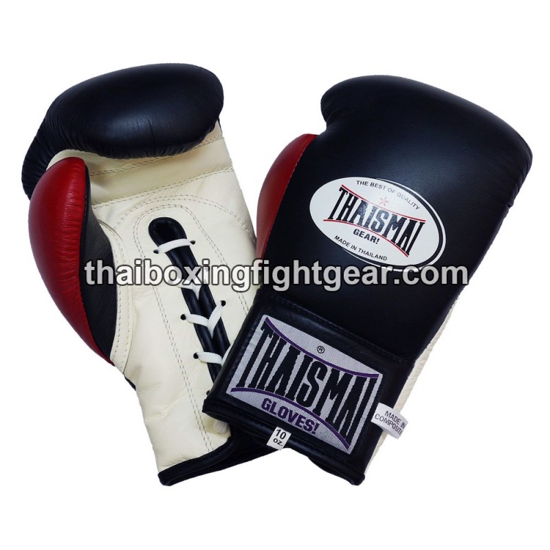 Gants de boxe thai Thaismai BG121 Noir Blanc Rouge Thaismai - 1