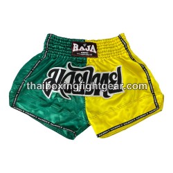 Short de Boxe Thai Raja Boxing "Bi-Color Green Yellow" Raja - 1