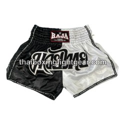 Short de Boxe Thai Raja Boxing "Bi-Color Black White" Raja - 1