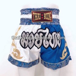 Short de boxe: Thaiboxing "Blanc & Bleu" Thai Boxing - 1