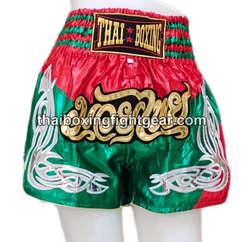 Short de boxe: Thaiboxing "Vert & Rouge" Thai Boxing - 1