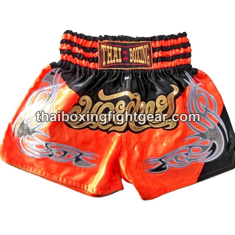 Short de boxe: Thaiboxing "Orange & Noir" Thai Boxing - 1