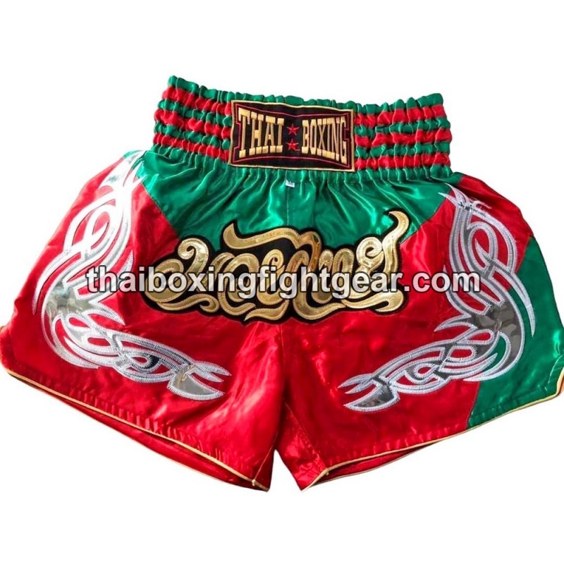 Short de boxe: Thaiboxing "Rouge & Vert" Thai Boxing - 1