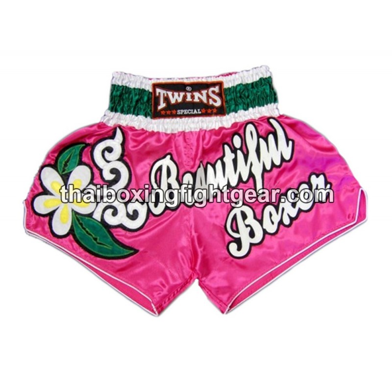 SHORT DE BOXE THAI TWINS "Beatuful Boxer Pink" Twins - 1