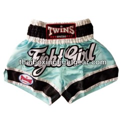 SHORT DE BOXE THAI TWINS "Fight Girl Sky blue" Twins - 1
