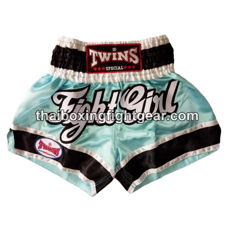 SHORT DE BOXE THAI TWINS "Fight Girl Sky blue" Twins - 1