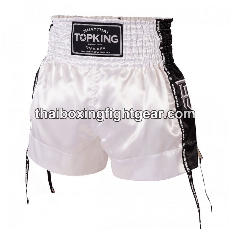 Short de Boxe Thai "MuayThai" Top King TKTBS-201 Blanc Noir Top King - 1