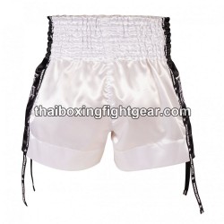 Short de Boxe Thai "MuayThai" Top King TKTBS-201 Blanc Noir Top King - 4