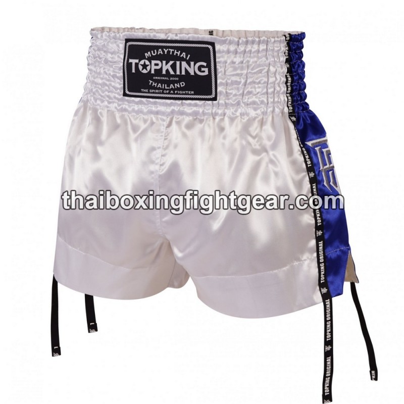 Short de Boxe Thai "MuayThai" Top King TKTBS-201 Blanc bleu Top King - 1