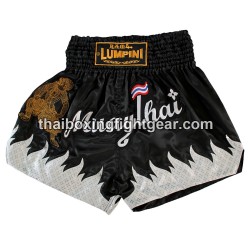 Short de boxe Thai Lumpini noir / blanc / or | Shorts Boxe Thai