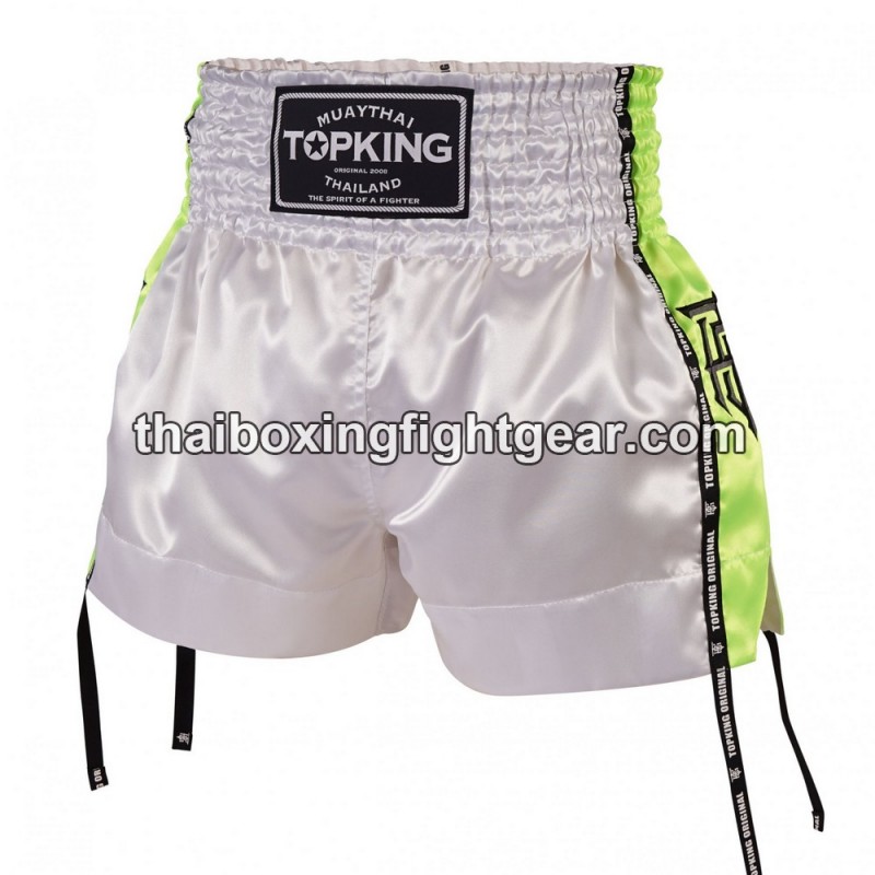 Short de Boxe Thai "MuayThai" Top King TKTBS-201 Blanc Vert Top King - 1