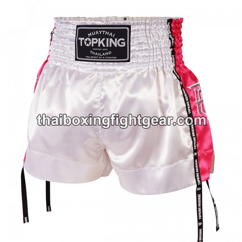 Short de Boxe Thai "MuayThai" Top King TKTBS-201 Blanc Rose Top King - 1