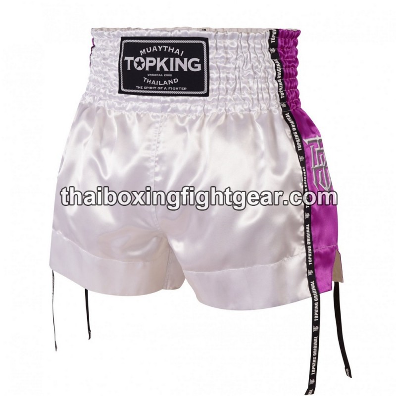 Short de Boxe Thai "MuayThai" Top King TKTBS-201 Blanc Violette Top King - 1