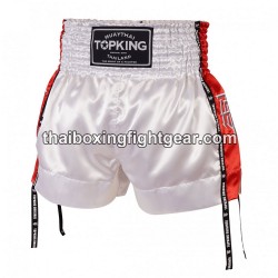 Short de Boxe Thai "MuayThai" Top King TKTBS-201 Blanc Rouge Top King - 1