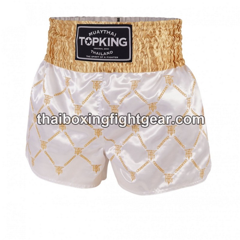 Short de Boxe Thai "MuayThai" Top King TKTBS-211 Or Blanc Top King - 1