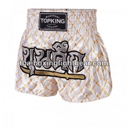 Short de Boxe Thai "MuayThai" Top King TKTBS-213 Or Blanc Top King - 1