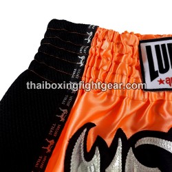 Short de boxe Thai Lumpinee orange / noir | Shorts Boxe Thai