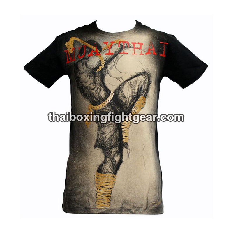 T-shirt Human Fight "Coup de pied retourné" noir/beige | T-shirts
