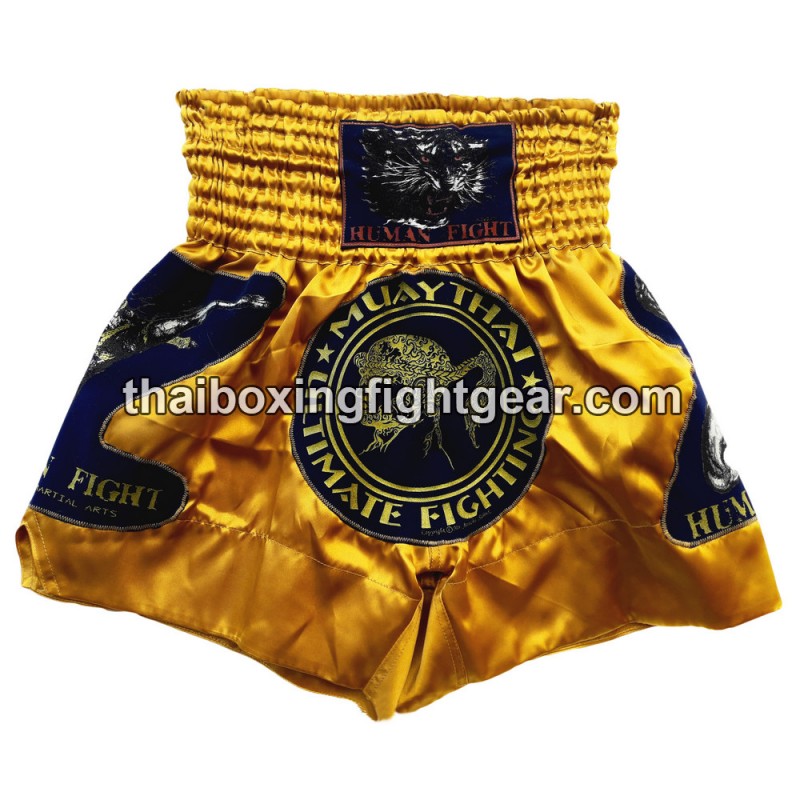 Short de boxe thai Human Fight doré | Shorts Boxe Thai