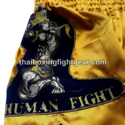 Short de boxe thai Human Fight doré | Shorts Boxe Thai