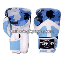 Gants de Boxe Thai TOP KING CAMOUFLAGE TKBGCF Bleu