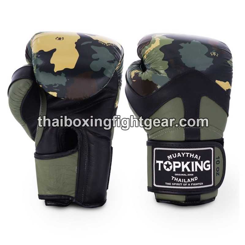 Gants de Boxe Thai TOP KING CAMOUFLAGE TKBGCF Vert