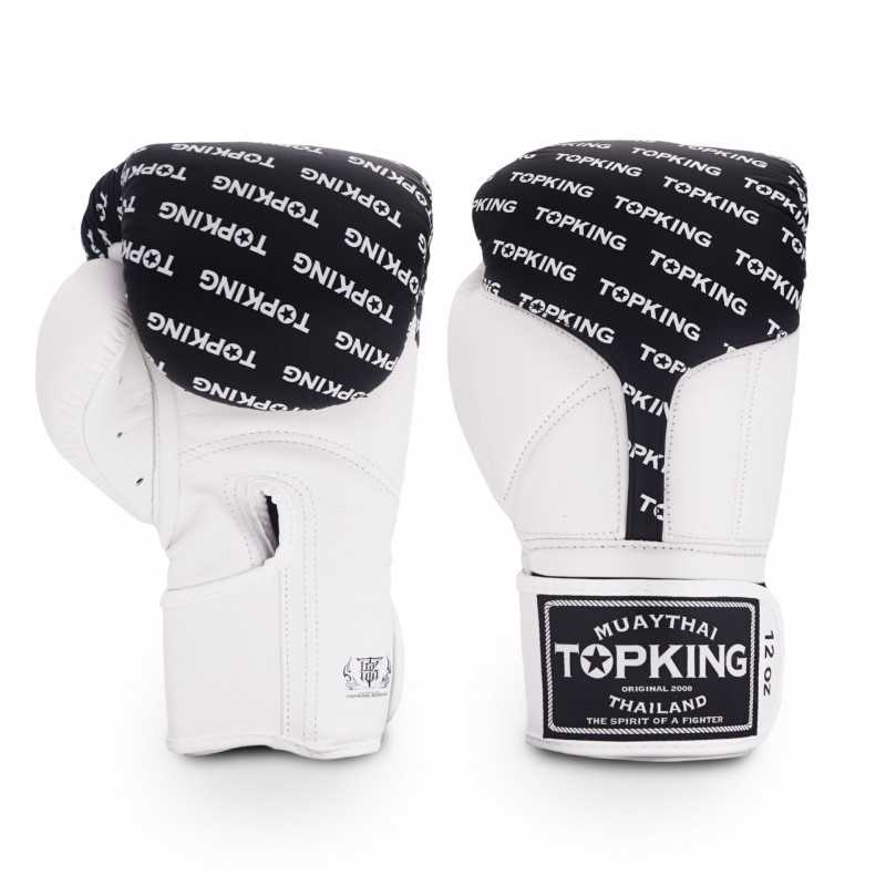 Gants de Boxe Thai TOP KING FULL IMPACT DOUBLE TONE-TKBGFI Blanc Noir