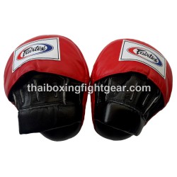 Fairtex Muay Thai/MMA Curved Punching Mitts, Leather Black/Red FMV9 | Equipments