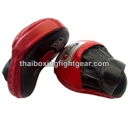 Pattes d'ours "Punching mitts" incurvés Fairtex rouge/noir | Equipements