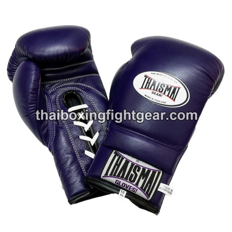 Gants de boxe thai Thaismai BG121 gants à lacets Bleu