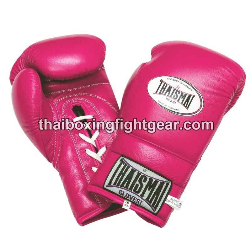 Gants de boxe thai Thaismai BG121 gants à lacets Rose
