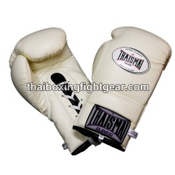 Gants de boxe thai Thaismai BG121 gants à lacets Blanc