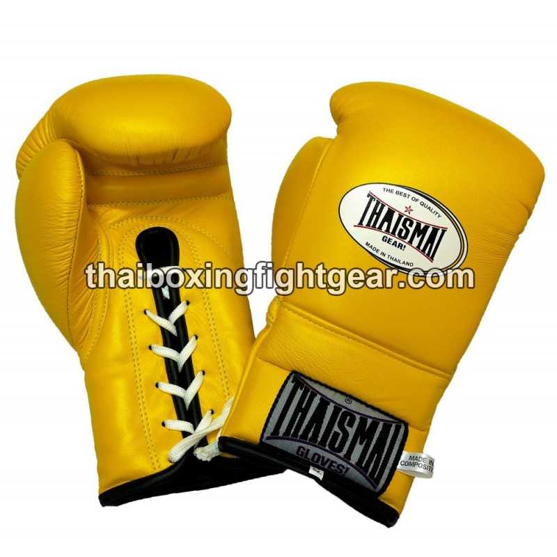 Gants de boxe thai Thaismai BG121 gants à lacets Jaune