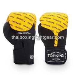 Gants de Boxe Thai TOP KING FULL IMPACT DOUBLE TONE-TKBGFI Noir Jaune