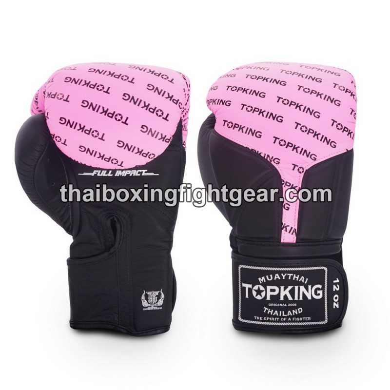 Gants de Boxe Thai TOP KING FULL IMPACT DOUBLE TONE-TKBGFI Noir Rose