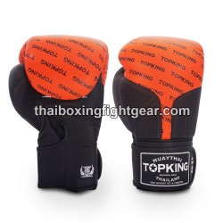 Gants de Boxe Thai TOP KING FULL IMPACT DOUBLE TONE-TKBGFI Noir Orange