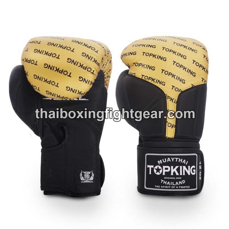Gants de Boxe Thai TOP KING FULL IMPACT DOUBLE TONE-TKBGFI Noir Or