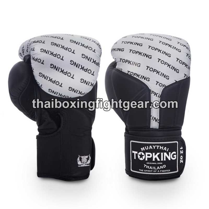 Gants de Boxe Thai TOP KING FULL IMPACT DOUBLE TONE-TKBGFI Noir argent